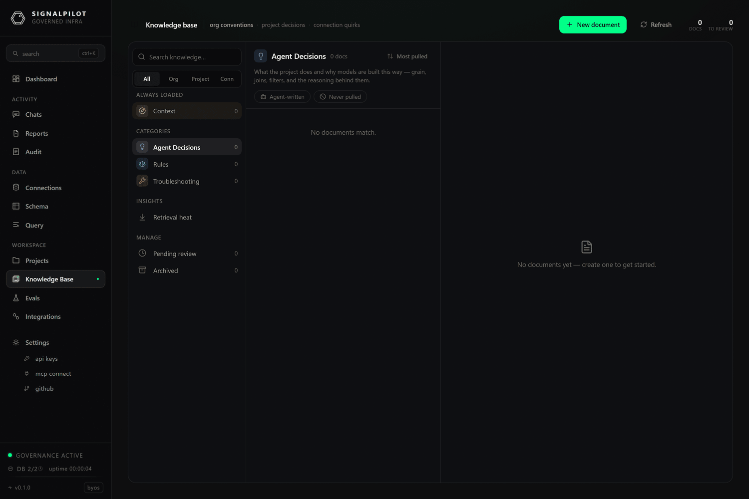 The Knowledge Base page